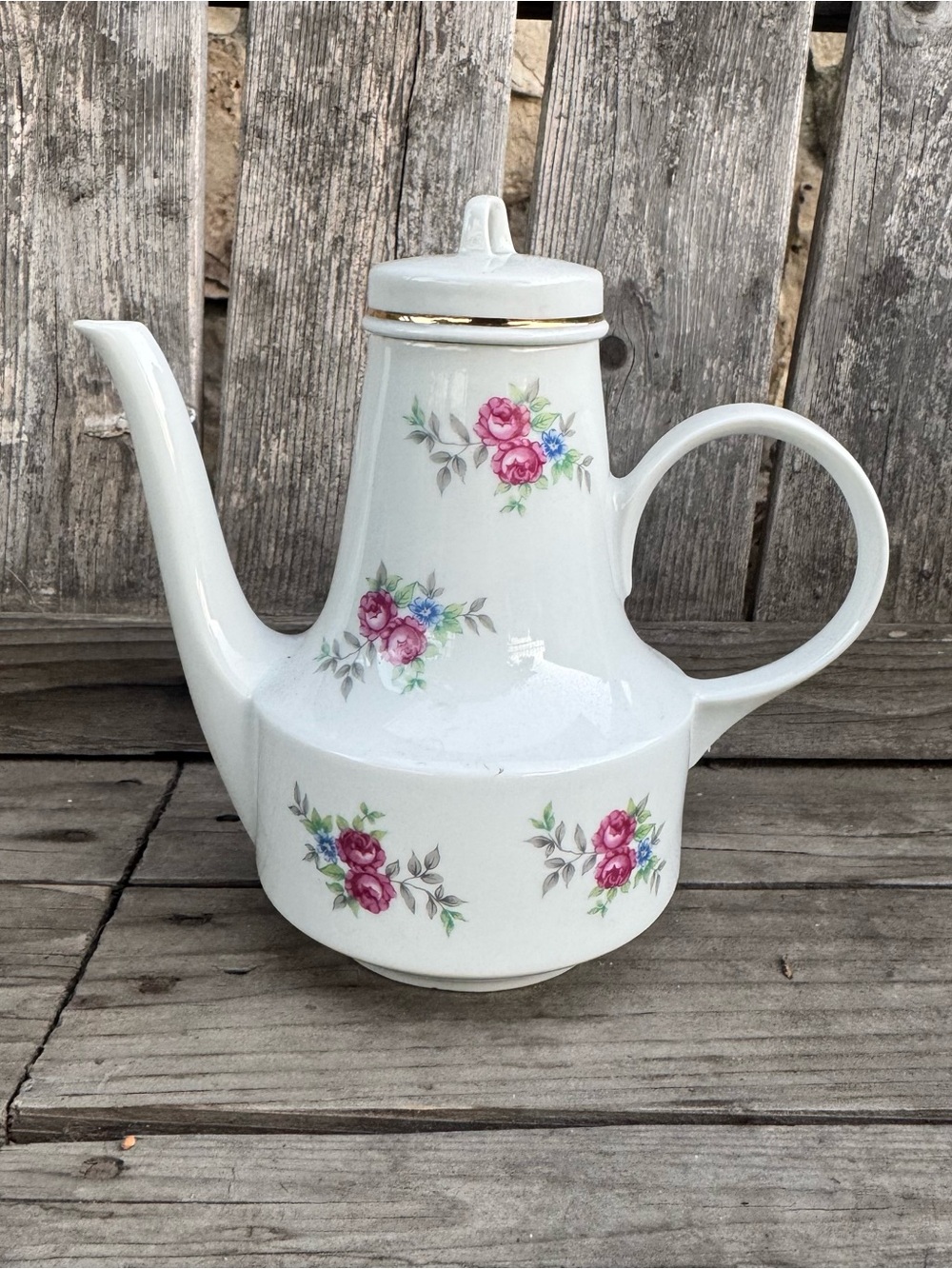 Henneberg Porzellan 1777 Germany Pink Rose Vintage Teapot / Coffee Server